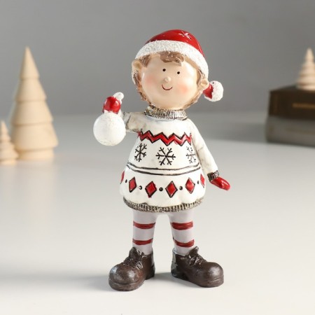 Polystone souvenir "Baby in a winter sweater and cap, with a New Year's ball" 9x5.5x17 cm
