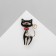 Brooch "cat" with a heart, black color in gold