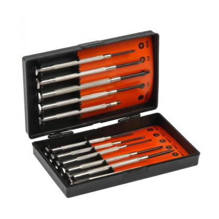 Set of screws Sparta, for accurate work, PH00-0-1, SL0.9-3, 11 pcs., Plastic case