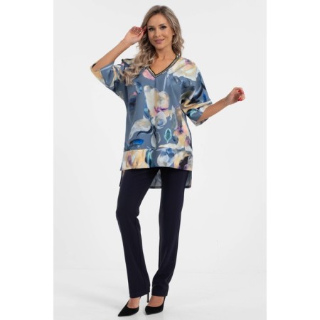 Female blouse, size 48, gray, beige color-6