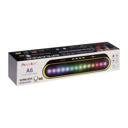 Portable column A6, 10 W, 1200 mAh. BT5.0, backlight, black-orange-6
