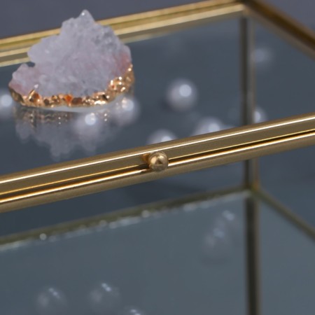 Organizer for storage "Mountains", with a lid, glass, with a mirror -bottom, 1 section, 17 × 10.5 × 7 cm, the color is transparent/copper-8