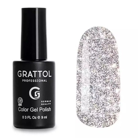 Grattol LS Bright Silver gel polish, 9 ml