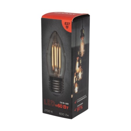 CN35 Filament Candle 7.5W 600LM 2700K E27 Transparent Rexant Sales-3