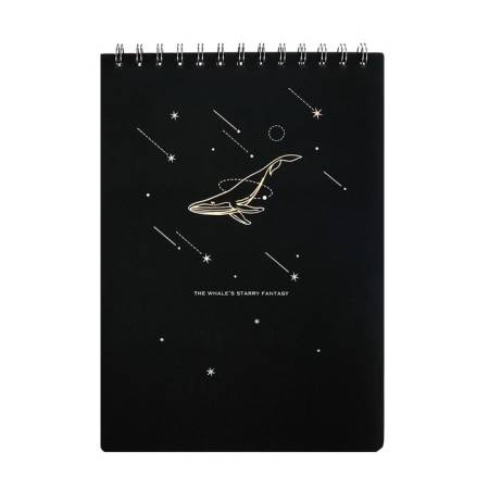 A4 sketchbook, 30 black sheets on the crest, “whale”, solid substrate, density 110 gr., Mix-3