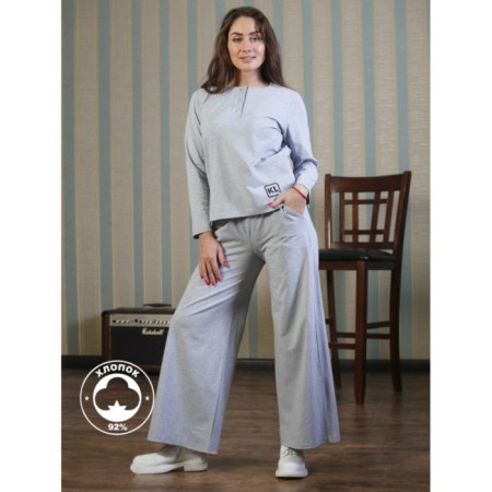Trouser suit, size 52, color gray melange