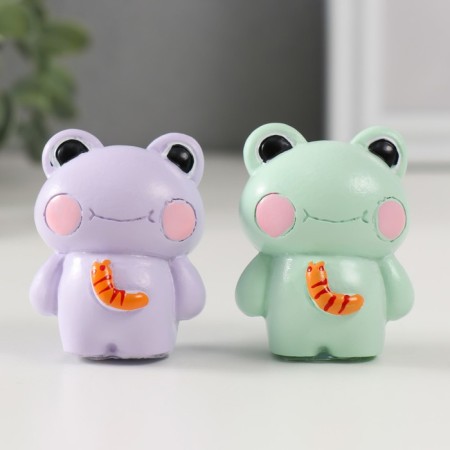 Souvenir Polystone "Frog with a caterpillar" mix 2.5x3.5x5 cm