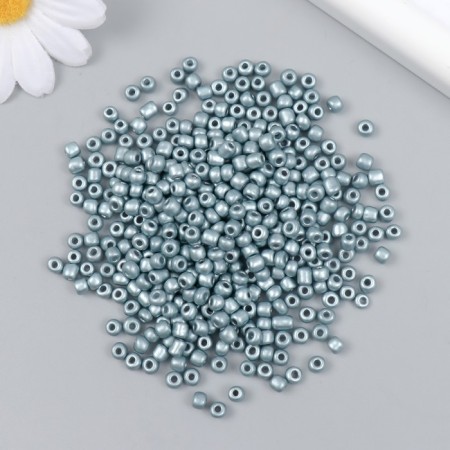 Glass beads 6/0 "gray-turquoise" metallic 450 g-1