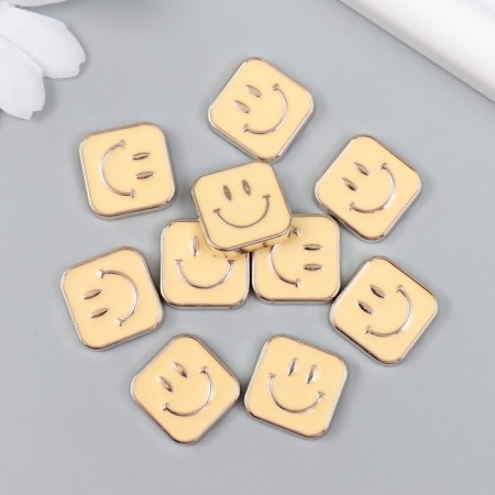 Decor for creativity Plastic "Smiley in a square" yellow, gold 0.3x1.8x1.8 cm-2