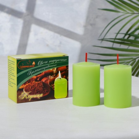 A set of candles-stolbiks 2 pcs, 4x6 cm, cinnamon-1