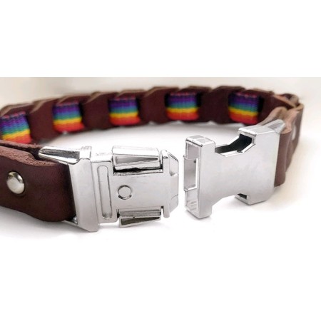 Collar dumping leather weaved with a string "Zononic", fast-removable, Osh 20-40 x 2 cm, mix-3