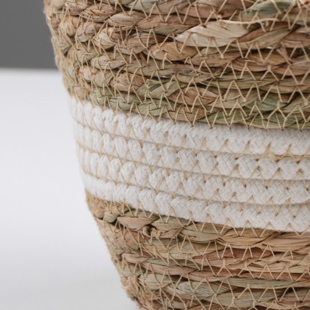 Kashpo wicker "Tanzania", 15.5x15.5x13.5 cm, natural, white-2