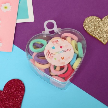 Hair gum "Little Heart" (set 30 pcs) pastel, 2 cm, mix-1