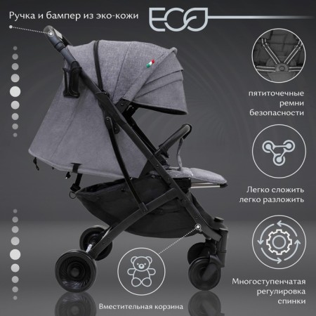 Walking stroller Sweet Baby Compatto, Grey color-3