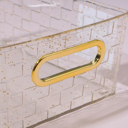 SHINE Organizer for storage, with handles, 1 section, 20.5 × 14.5 × 7.8 cm, transparent/golden color-6