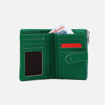 Women's wallet on the button, green color-5