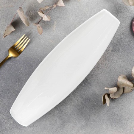 Porcelain dish, 33 × 10 cm, white color-1