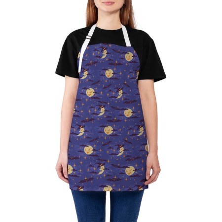 Apron of a kitchen with a photo print "Cunning Moon and Month", adjustable, size OS