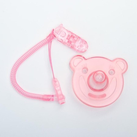 The dummy is whole -diligent, with the holder, in the container, from 0 months, the color is pink-2