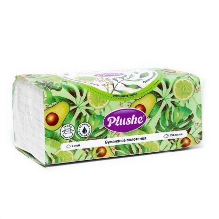 Paper towels Plushe Home, V-1 layer, 250 sheets