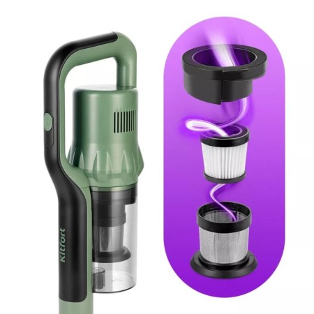Vacuum cleaner KitFort KT-5237, vertical, 450 watts, 0.6 l, black and green-8