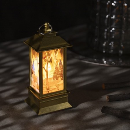 LED figure "Lantern with a deer" 5.5 × 13 × 5.5 cm, plastic, batteries AG13x3, glow warm white