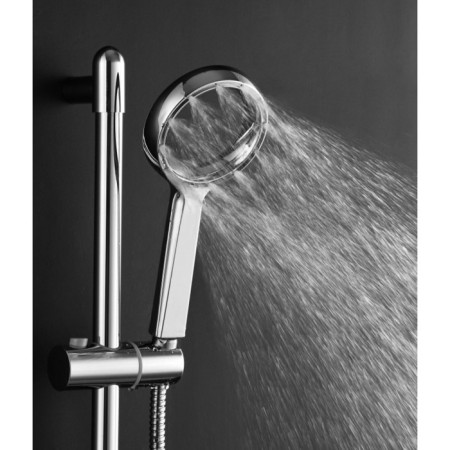 Shower watering can Lemark LM0820C, manual, round, 114 x 255 mm, 1 function, chrome-1