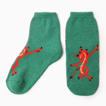 Women's socks "Dancing Dragon", green color, size 36-40