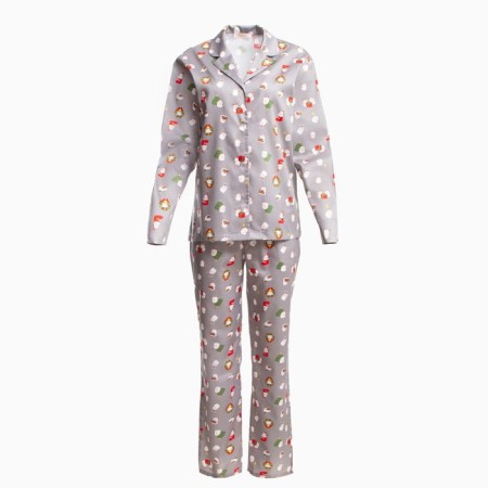 Pajama New Year's Women's kaftan bunny, gray color, size 40-42-7