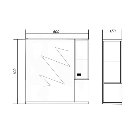 Cabinet-mirror "Dakota 60" Right 15 cm x 60 cm x 81cm-1