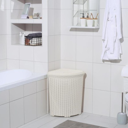 Corner underwear basket with a rattan lid, 60 l, 40 × 40 × 58 cm, ivory color-12