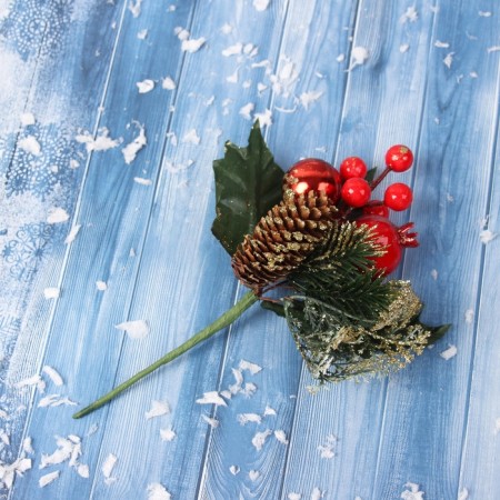 Decor "Winter Dreams" apples berries bump twig with snow, 15 cm-1