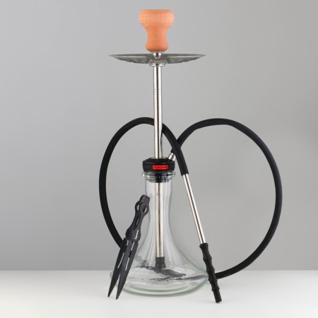 Supreme 48 cm hookah, stainless steel, transparent flask