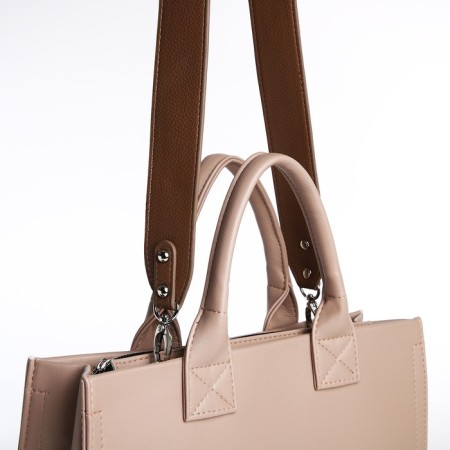 Female bag Textura, tout, medium size, beige color-5