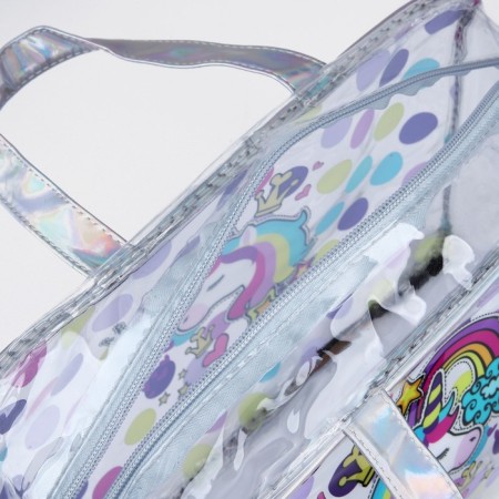 A set of cosmetic bags for the pool, 2 in 1, silver/multi -colored color-3