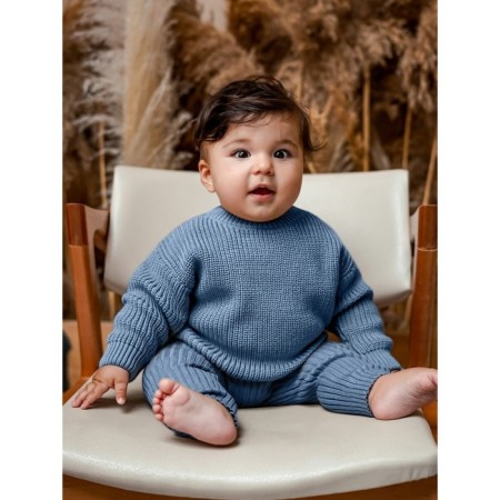 Sweater Knitted Children's Amarobaby Pure Love Buddy, height 74 cm, blue color-4