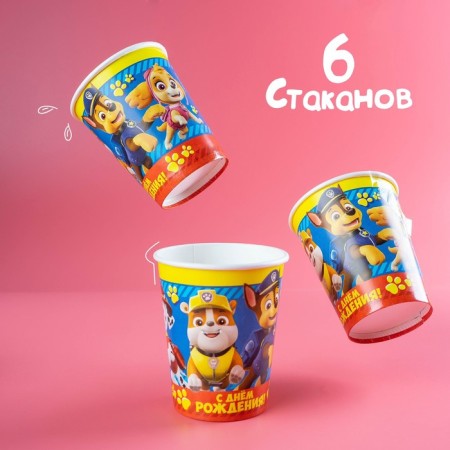 A set of paper utensils, on 6 people "Happy Birthday!", Puppy Patrol-2