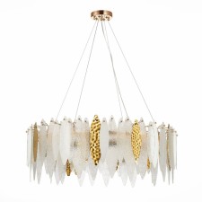 Люстра подвесная St Luce. SL1224.203.10. Lastra. 10х60 Вт, E14, 80х80х30 см, цвет золотистый