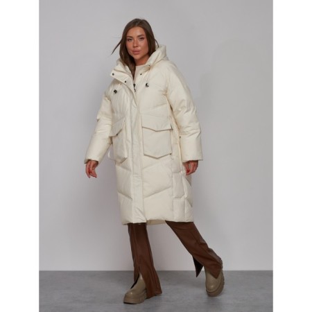 Coat insulated winter female, size 50, beige color-1