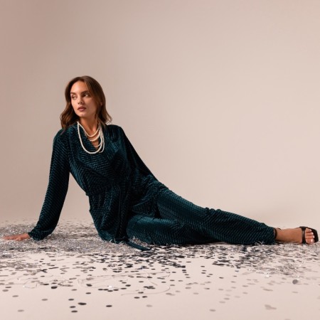 Women's pants kaftan "velvet" p. 44, green-1