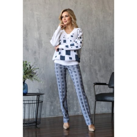 Female trousers, size 50, gray color-1