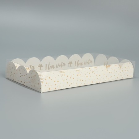 Box for confectionery with PVC lid "I Love Winter", 10.5 x 21 x 3 cm, New Year-1