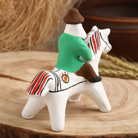 Souvenir "man on horseback", Kargopol toy-2