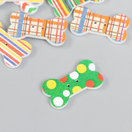 Buttons wood for creativity 2 punctures "painted bones" set of 15 pcs 2.8x1.5 cm-1