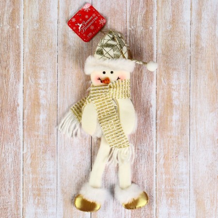 Soft suspension "Snowman in a suit with a pattern of geometry, long legs" 8x25 cm, gold-1