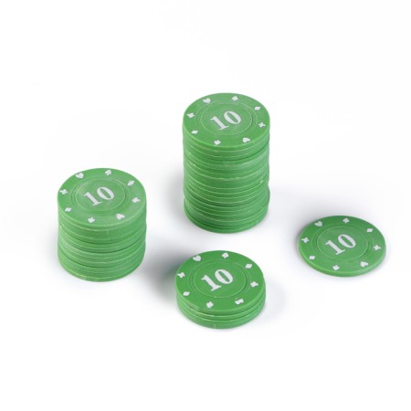 A set of chips with a face value of 10, plain, green, in a set 25 pcs.-1