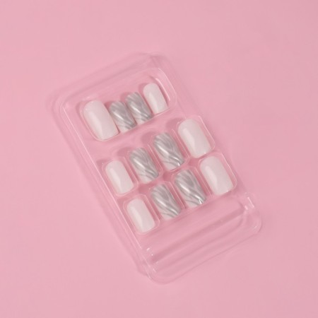Zebra overhead nails, 24 pcs, with glue plates, soft square shape, white/silver color-2