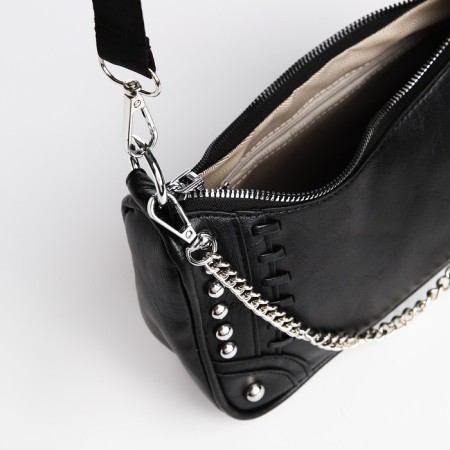 Bag Cross-Bodi with a zipper, black color-5