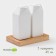 Porcelain set for spices on the bamboo stand Bellatenero “Package”, 3 objects: Solonka, List, stand, white color