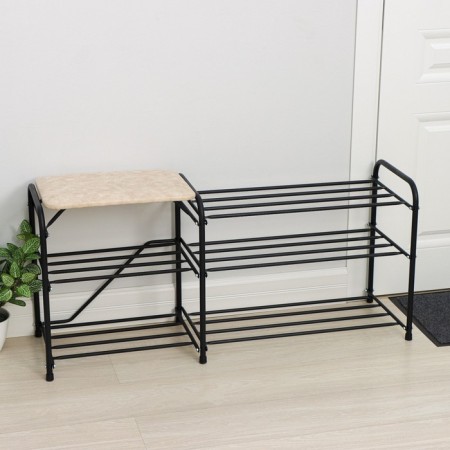 Shoes for shoes with a “double” seat, 3 shelves, suede, black color